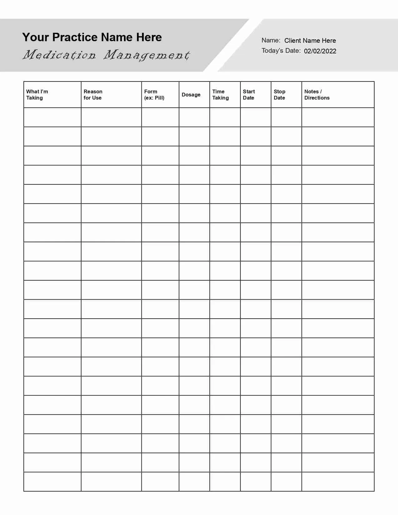 Medication Management Worksheet PDF TherapyByPro