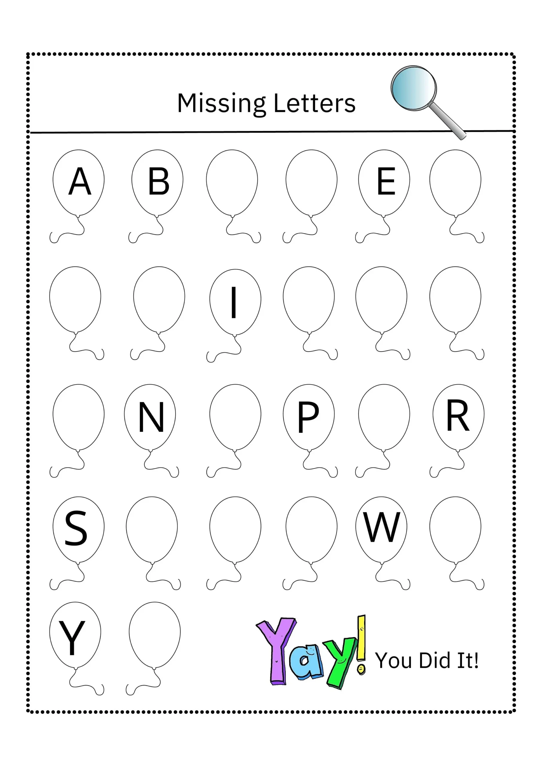 Missing Letter Alphabet Worksheets