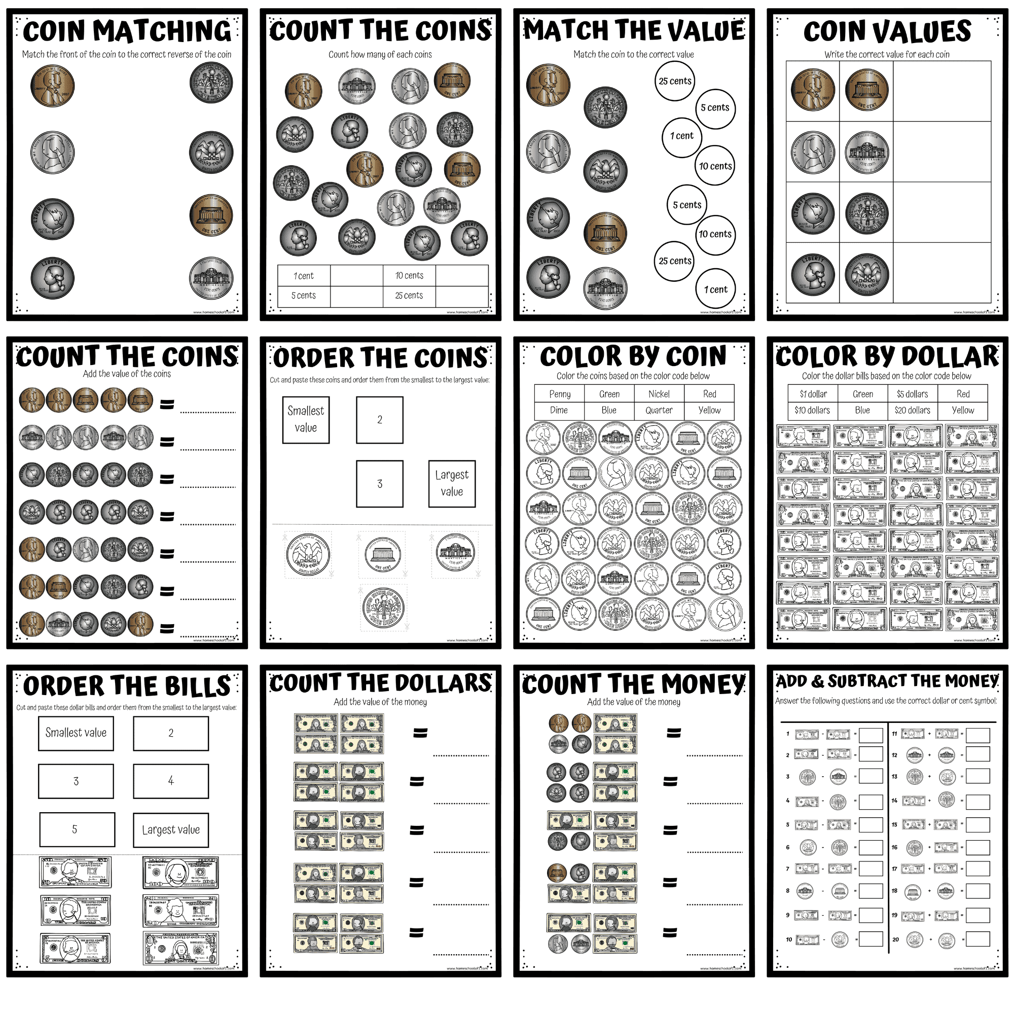 Free Money Worksheet For Kindergarten