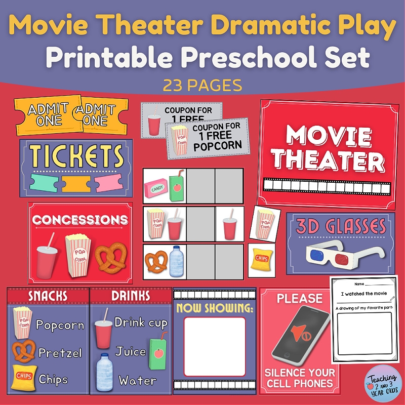 Movie Theater Dramatic Play Printable Pack For Toddlers And Preschoolers