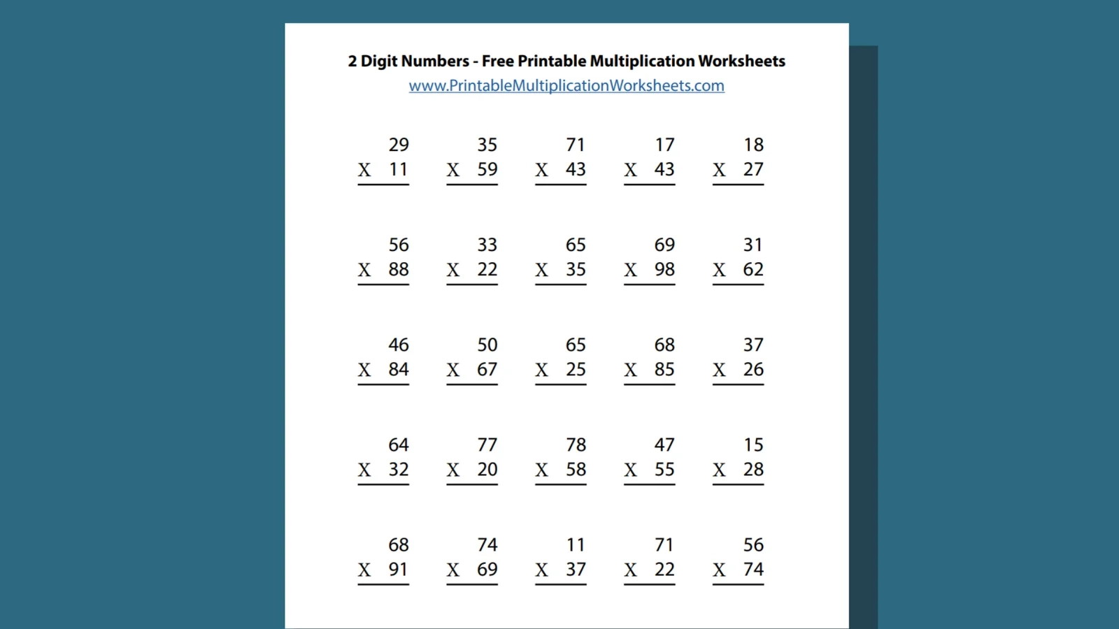Free Printable Two Digit Math Worksheets