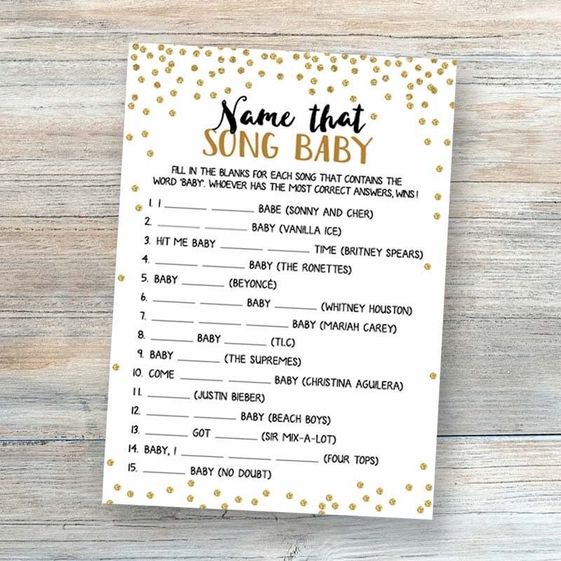 Name That Song Baby Shower Game Baby Song Games Printable Baby