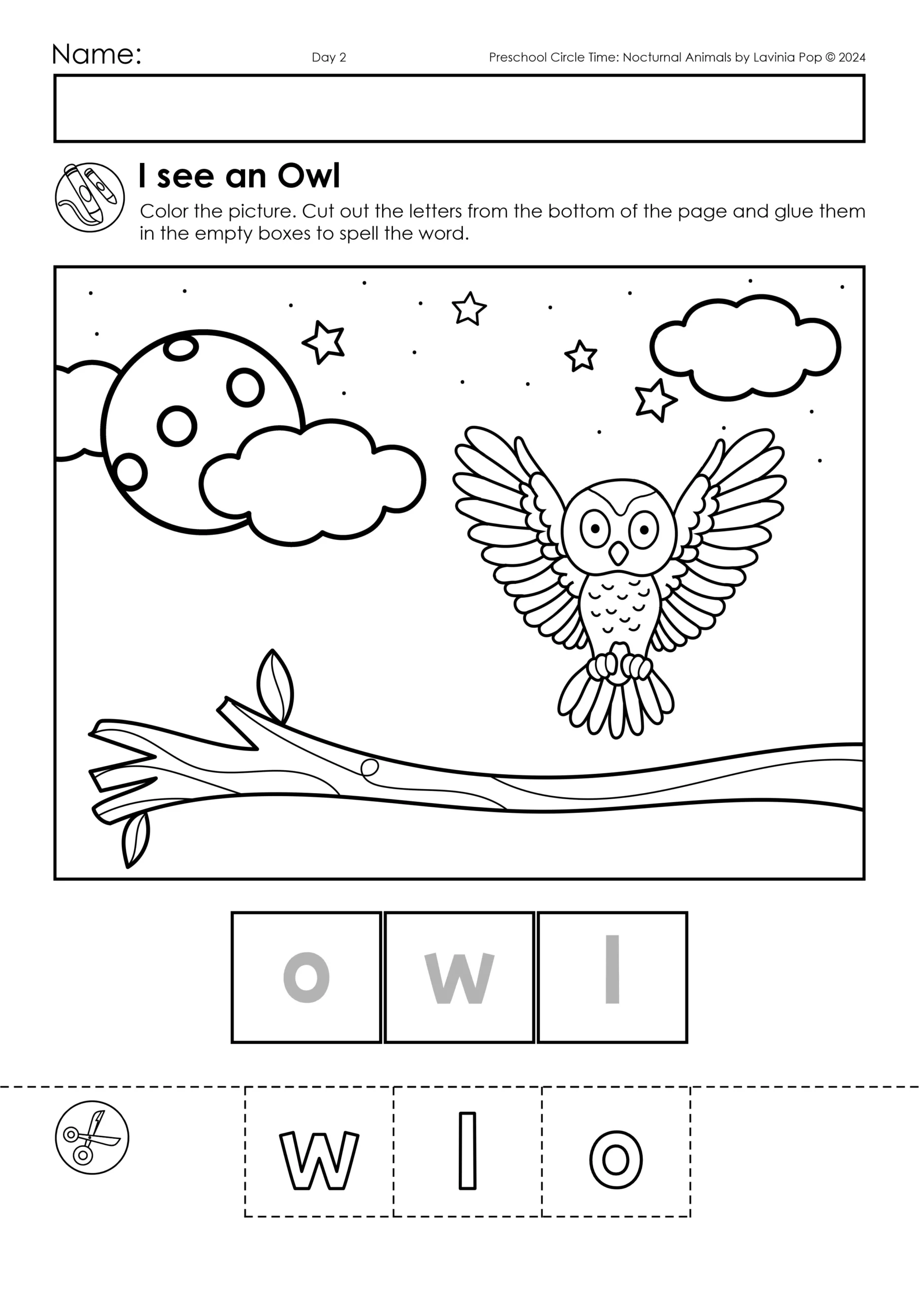 Nocturnal Animals Preschool Circle Time Plan