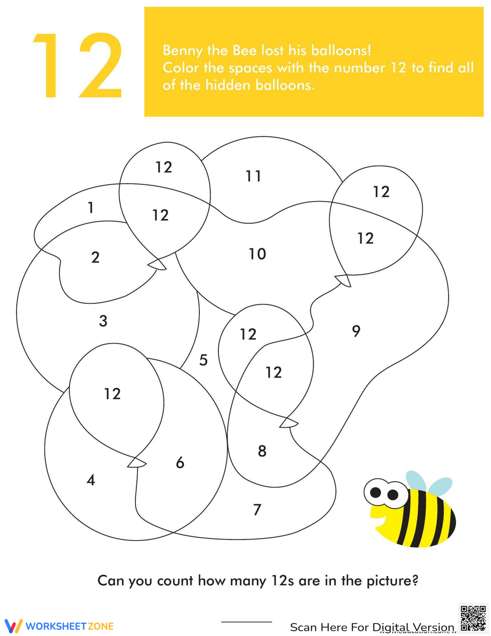 Printable Number 12 Worksheet For Preschool