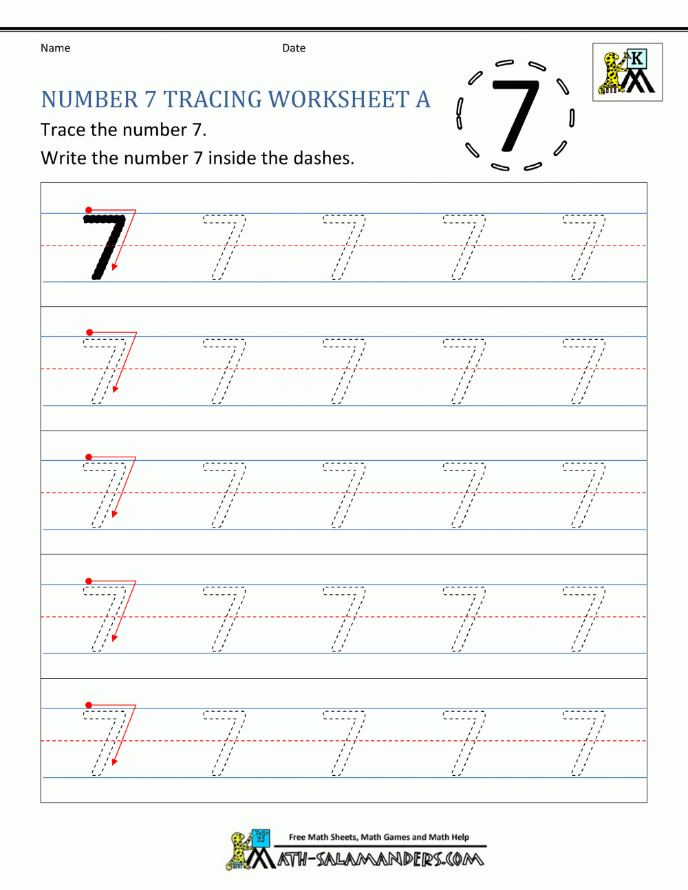 Printable Number 7 Worksheets For Preschool