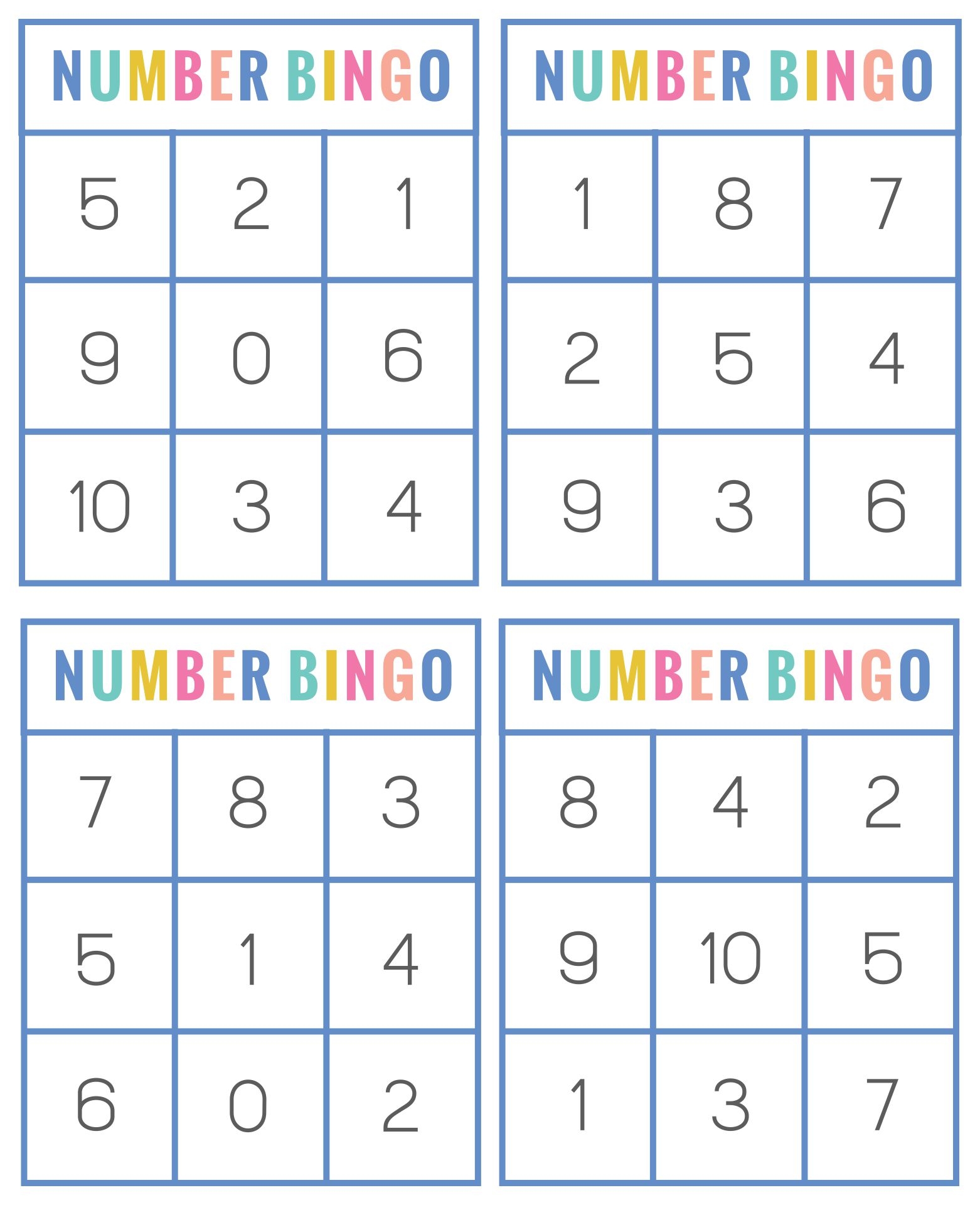 Preschool Number Bingo Printable
