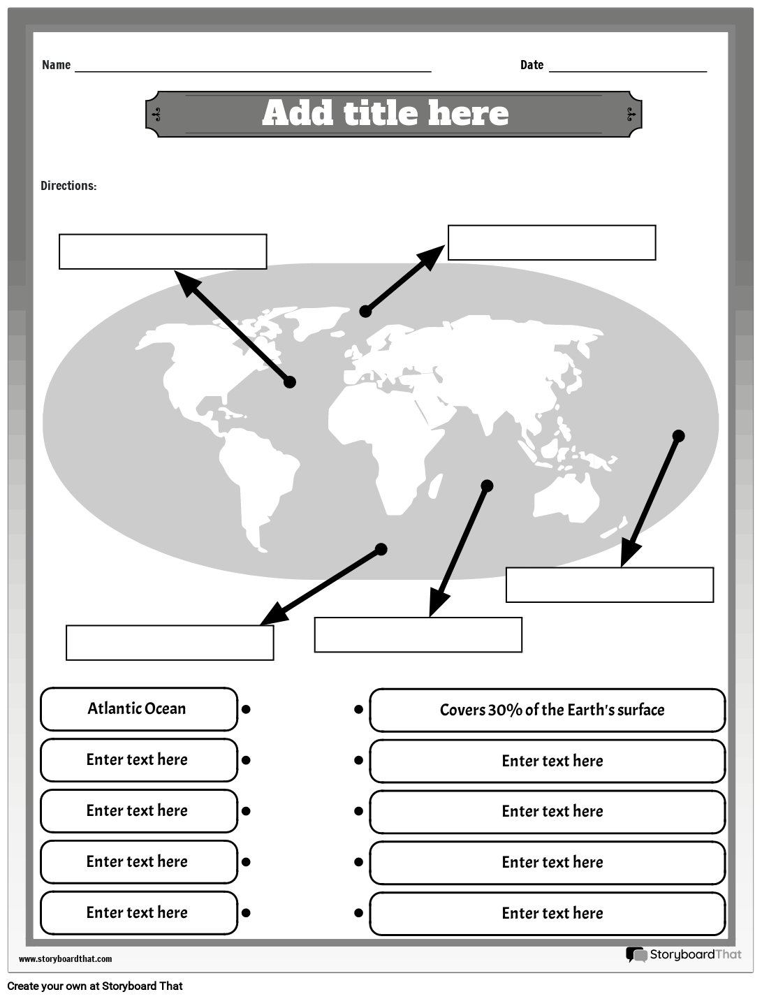 Free Printable 5 Oceans Worksheet