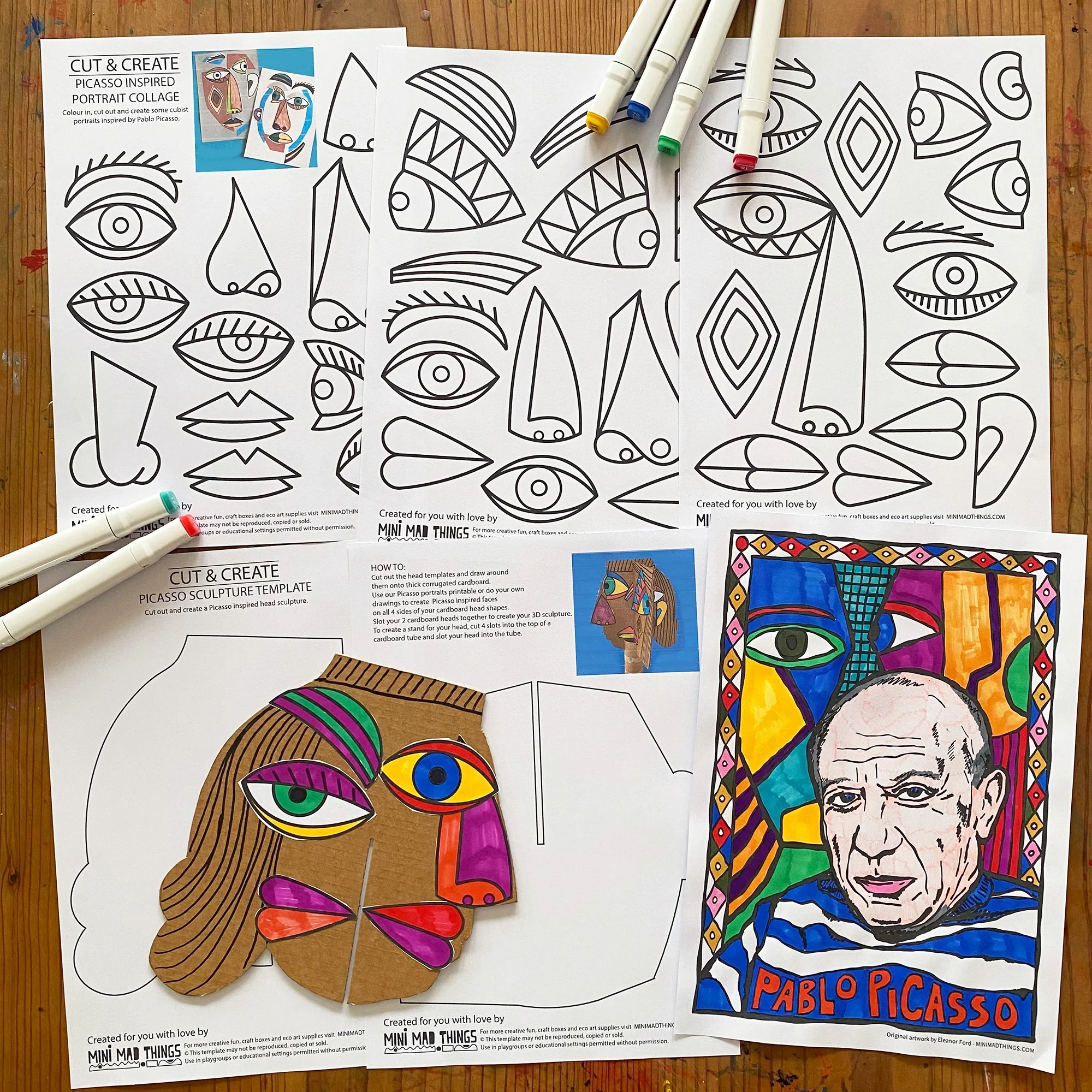 Pablo Picasso Printable Activity Sheets Mini Mad Things