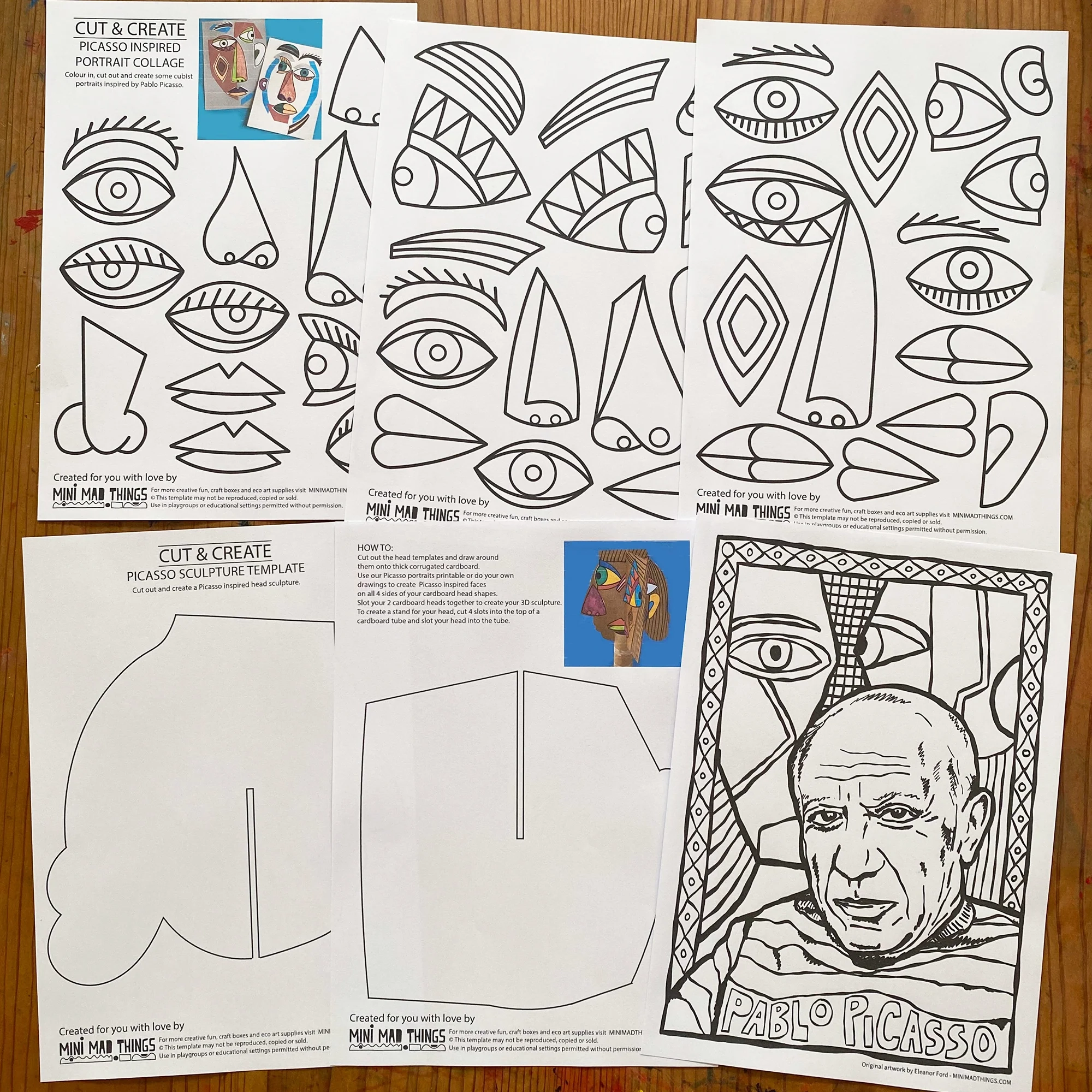 Pablo Picasso Printable Activity Sheets Mini Mad Things