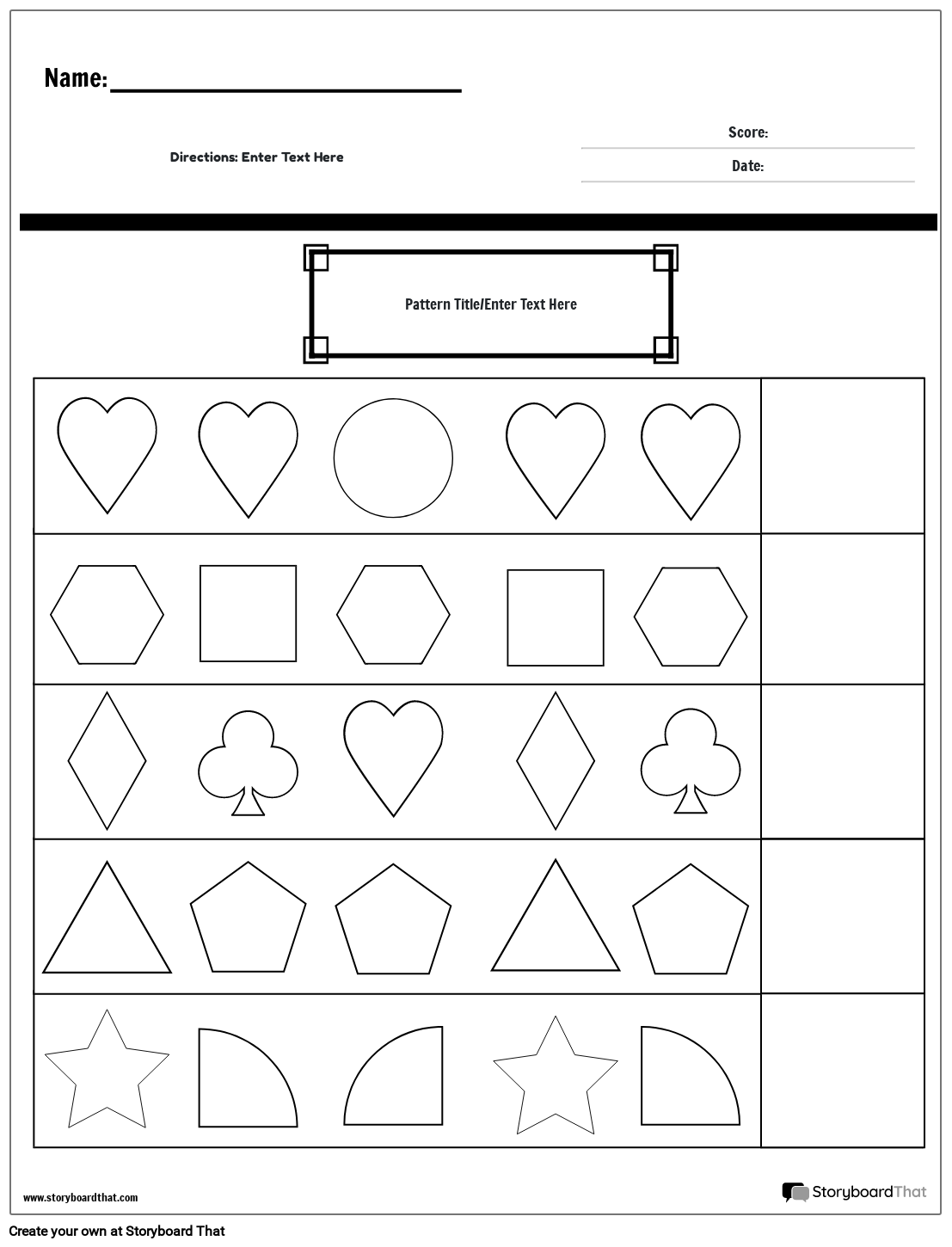 Pattern Worksheets Free Printables By Storyboard That