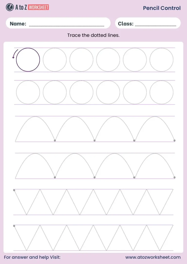 Pencil Control Worksheets For LKG UKG And Nursery A To Z Worksheet