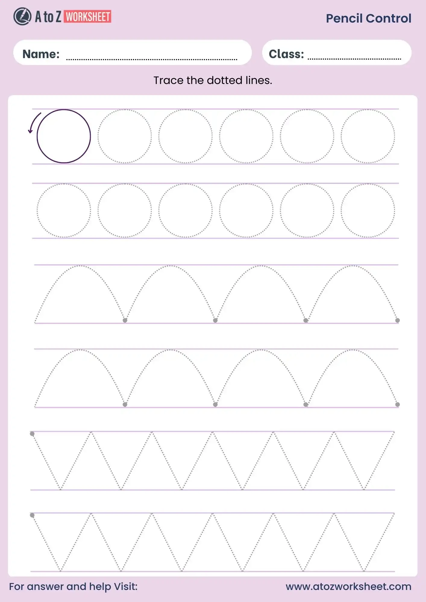 Pencil Control Worksheets For LKG UKG And Nursery A To Z Worksheet