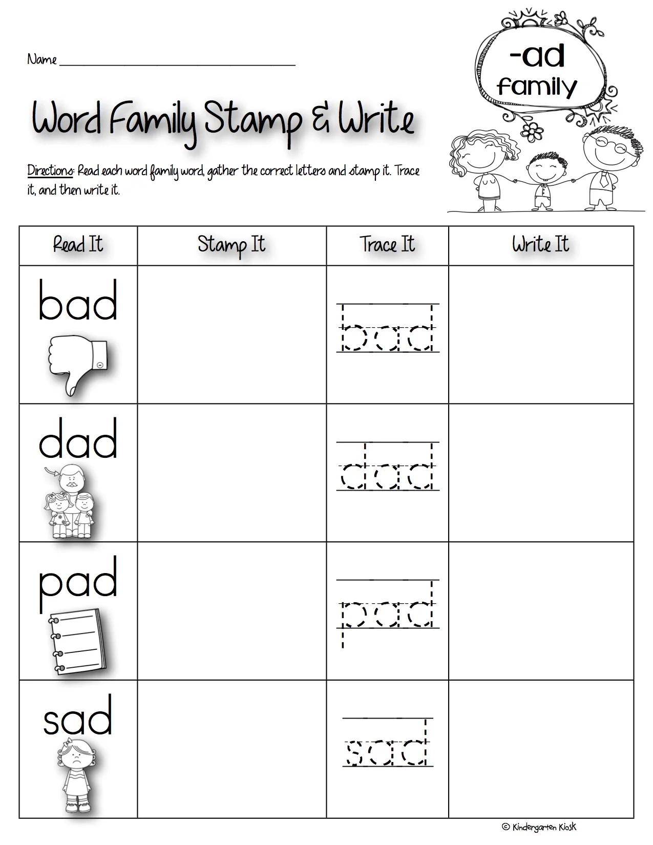 Word Family It Worksheets For Kindergarten