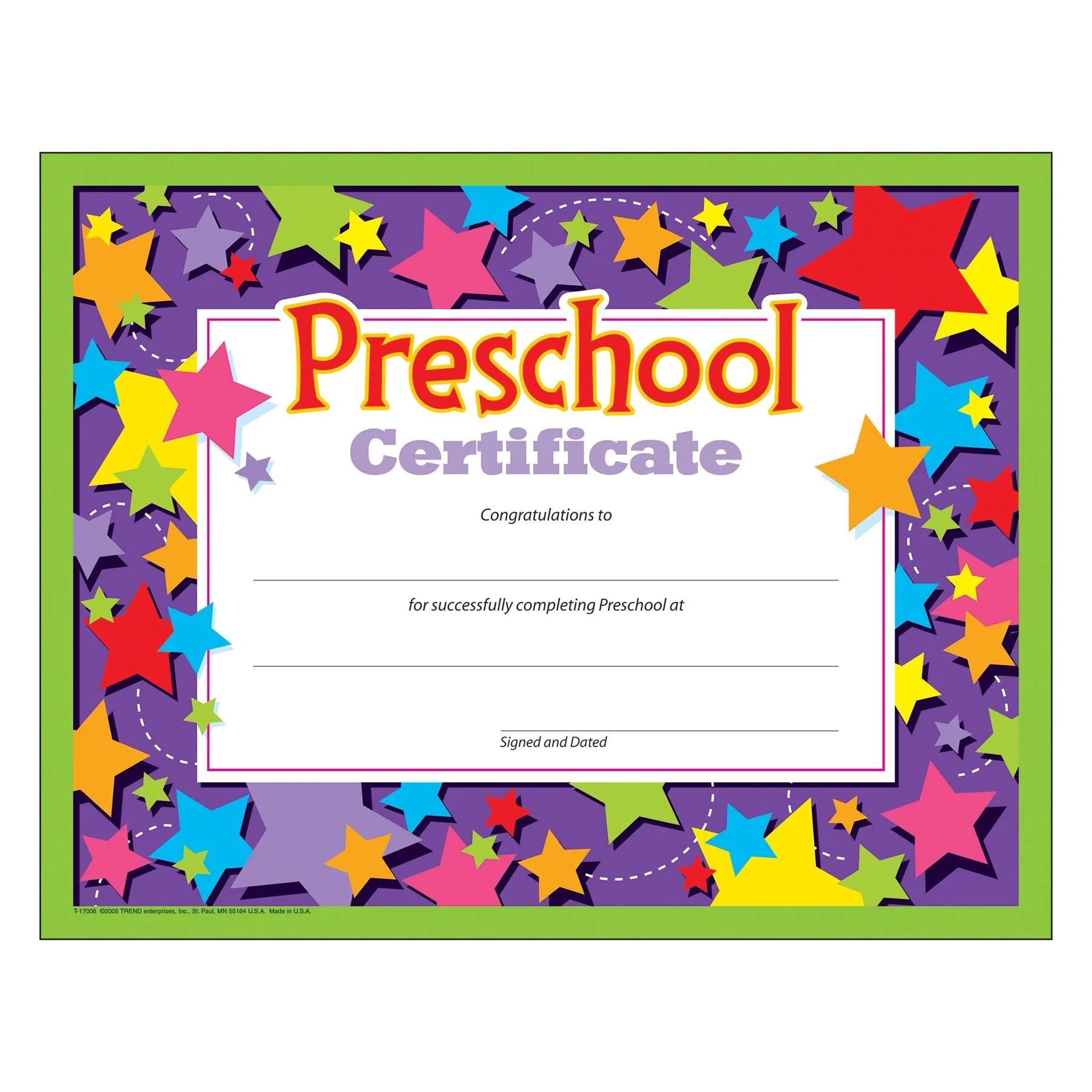 Preschool Certificate Printable