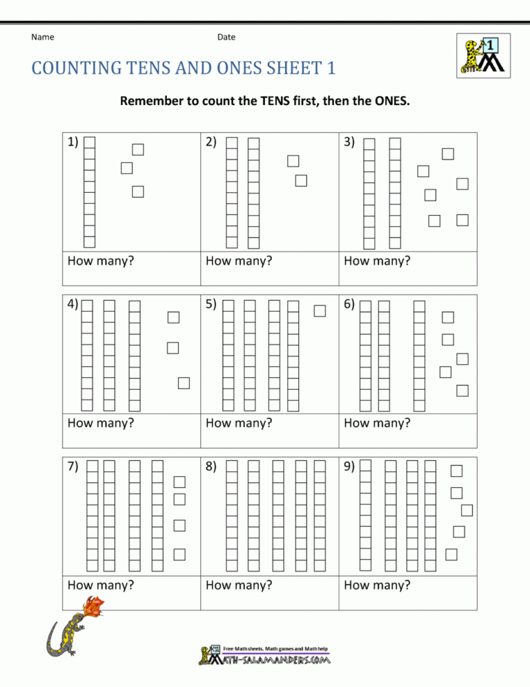 Place Value Ones And Tens Worksheets