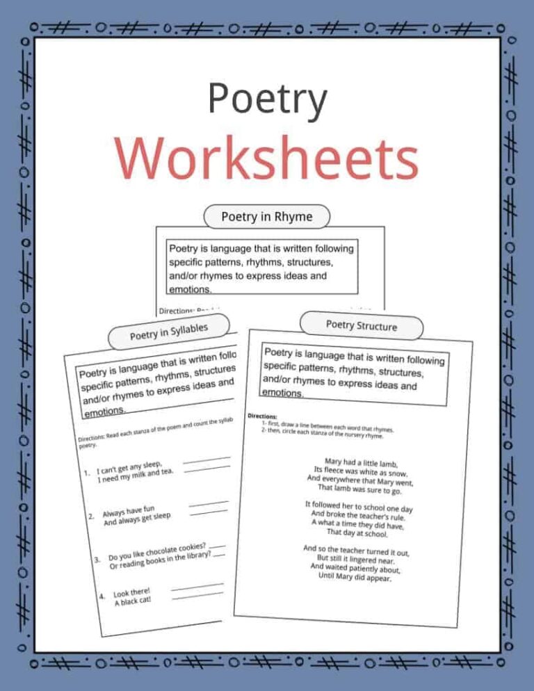 Poetry Worksheets Definition Examples For Kids
