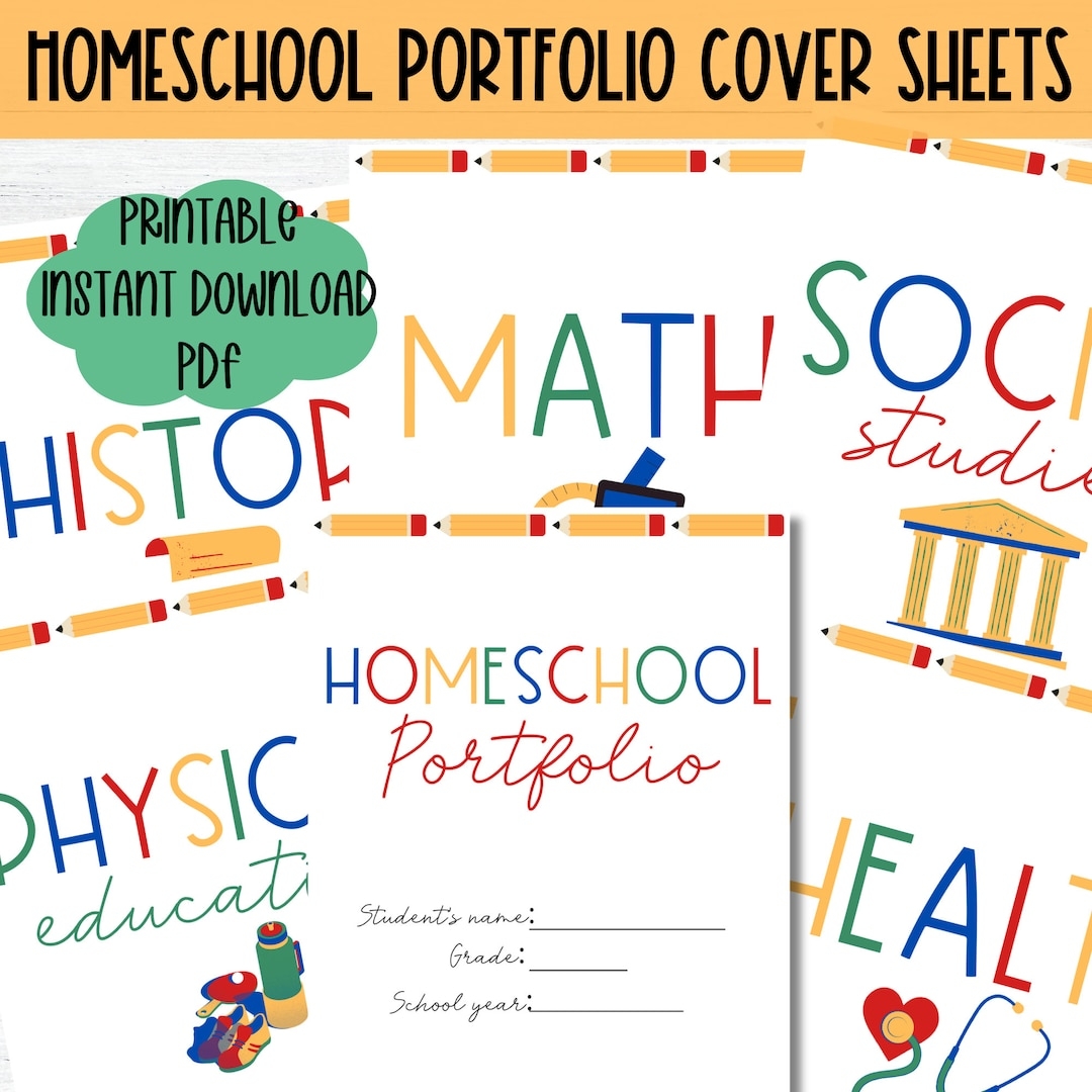 Portfolio Homeschool Printable Binder Cover Sheet High School Subject Divider Organization Homeschool Student Portfolio Printable Pages Etsy