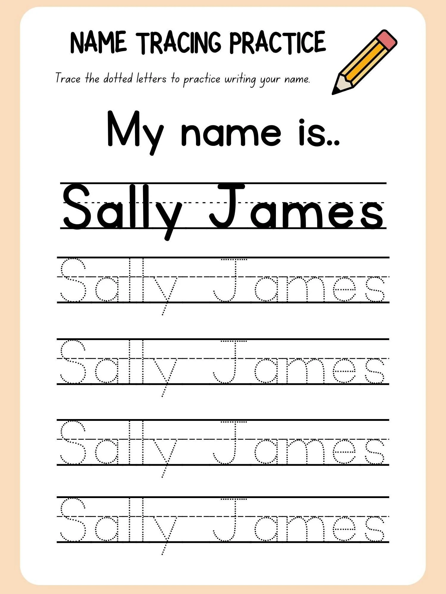 Preschool Name Tracing Worksheets