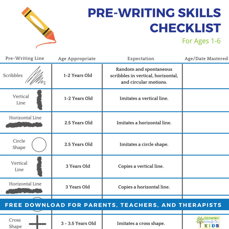 Developmental Strokes Prewriting Worksheet Printable