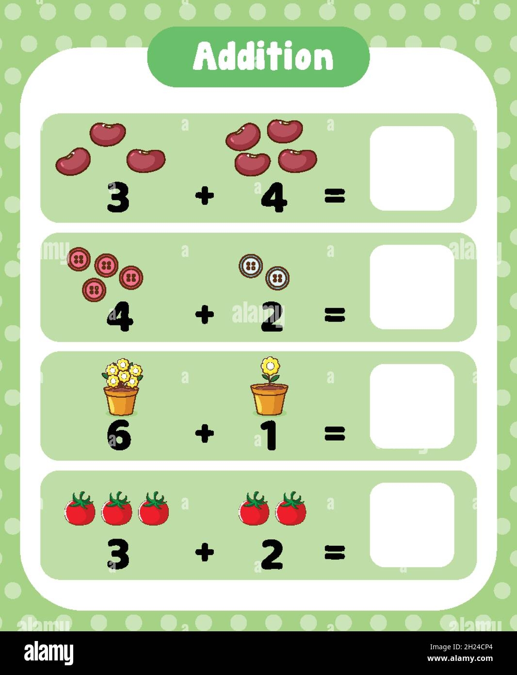 Preschool Addition Math Worksheet Template Illustration Stock Vector Image Art Alamy