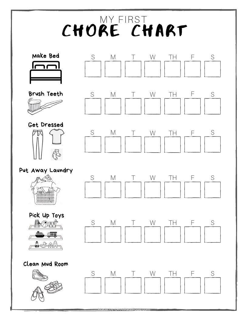 Printable Chore Chart For Preschoolers Girls