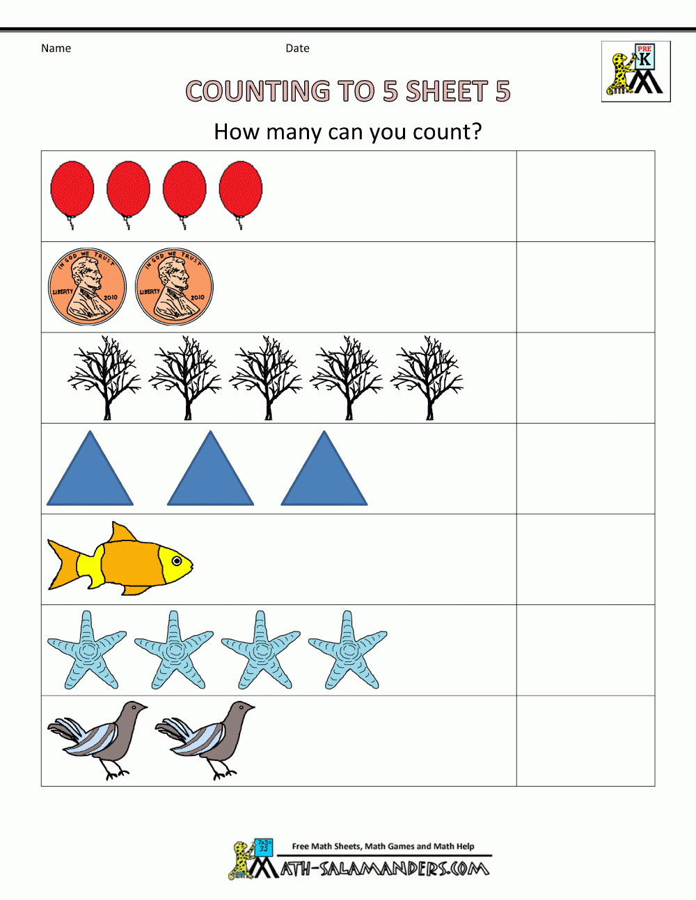 Free Printable Counting Worksheets Preschool