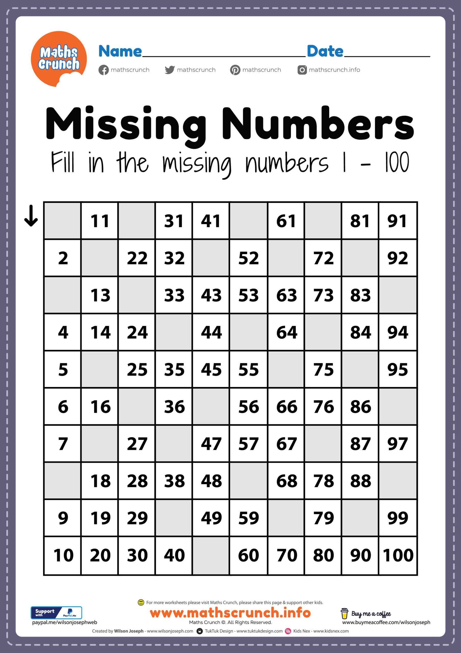 Numeracy Worksheet For Preschool