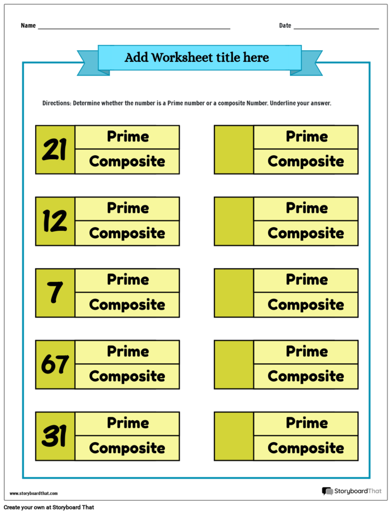 Prime Composite Numbers Worksheets Free Customizable