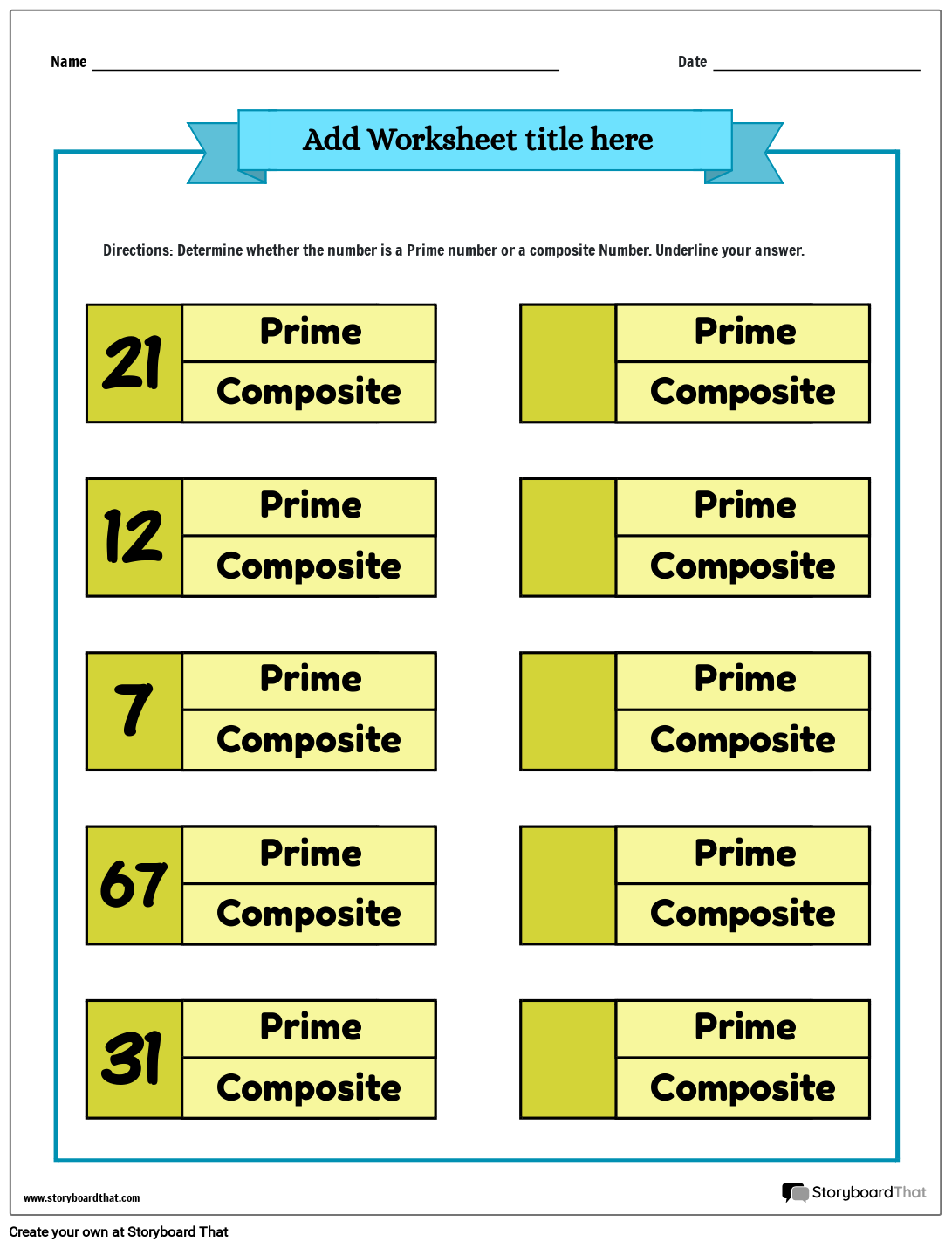 Prime Composite Numbers Worksheets Free Customizable