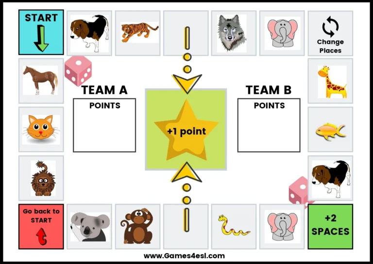 Printable Animal Board Games Games4esl