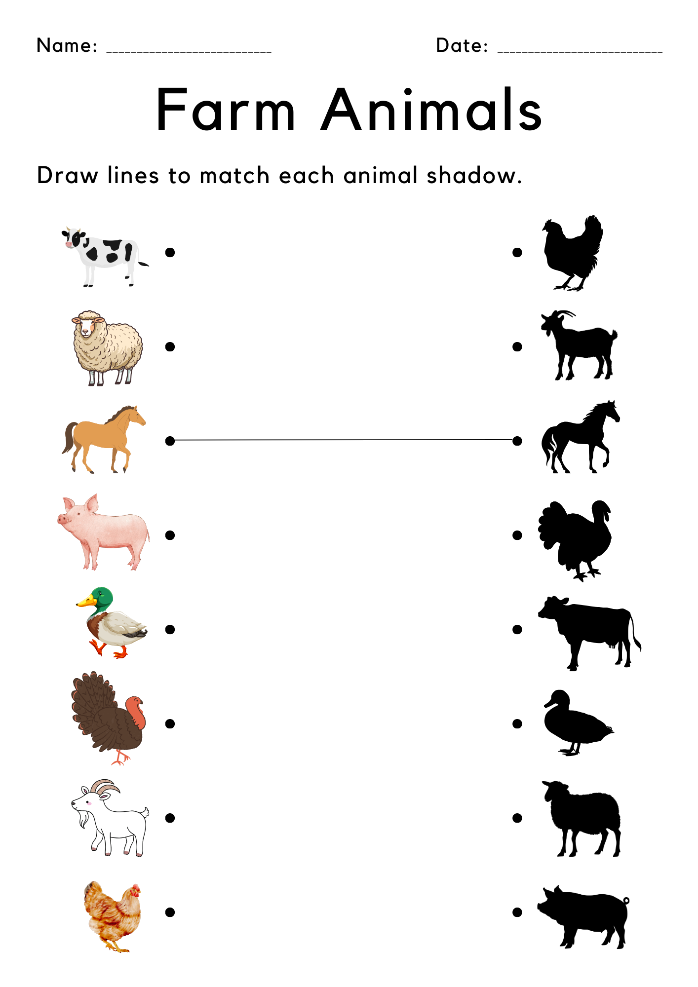 Preschool Animal Match Worksheet