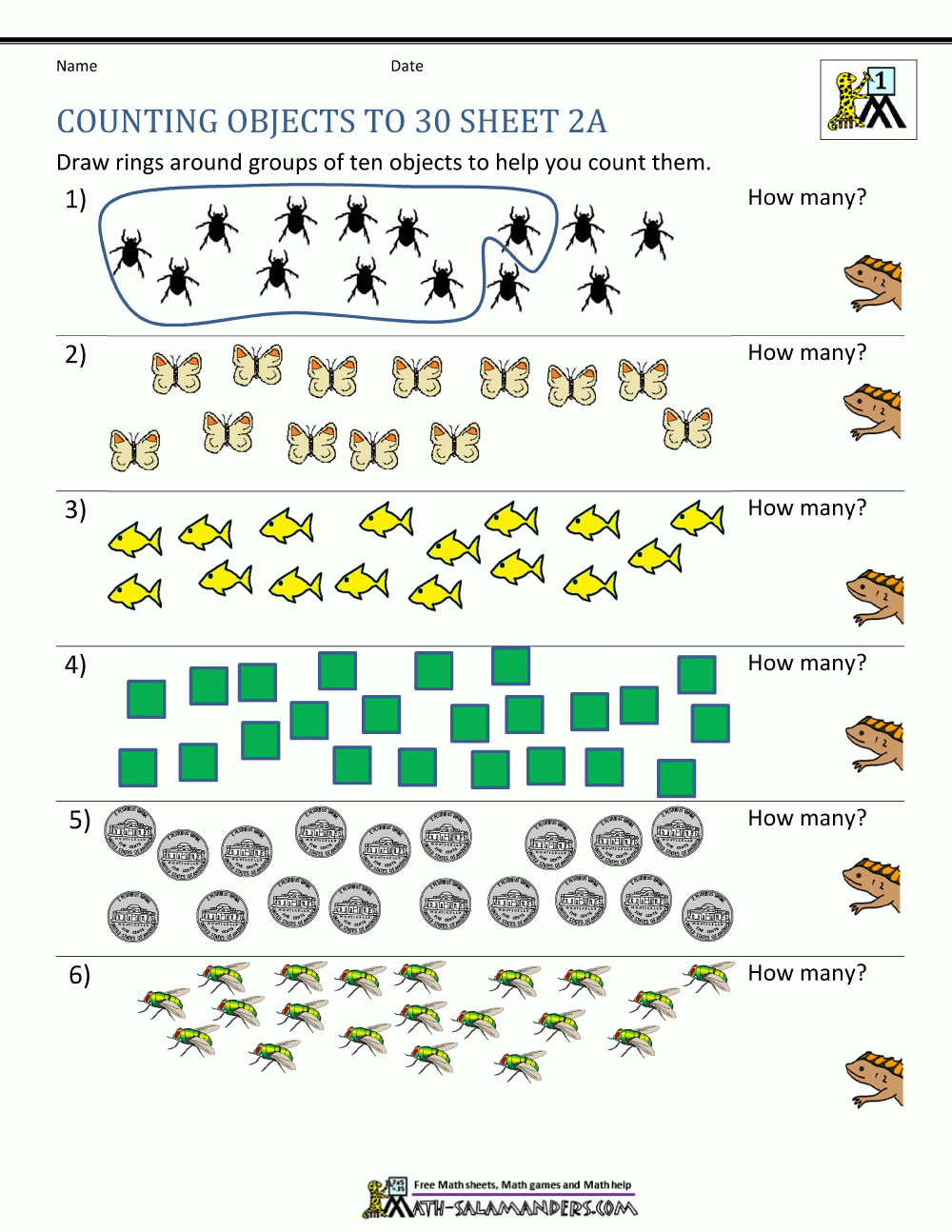 Free Printable Counting Worksheets 1-30