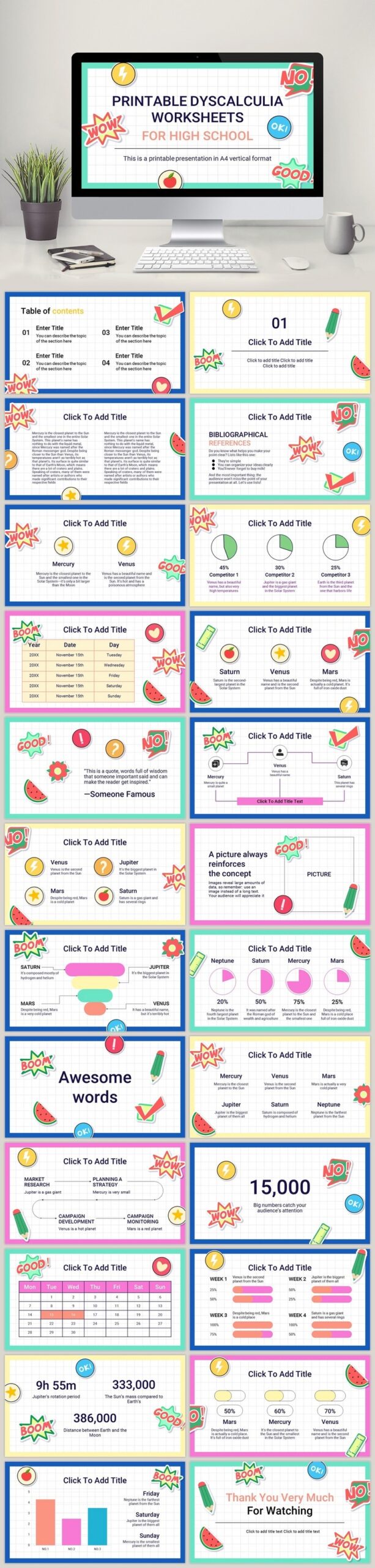 Printable Dyscalculia Worksheets For High School White PowerPoint PPTX Template Free Download Pikbest