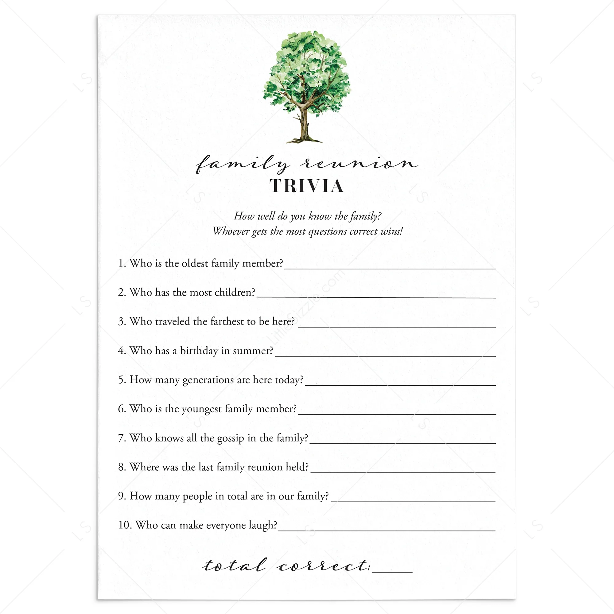 Printable Trivia Worksheets