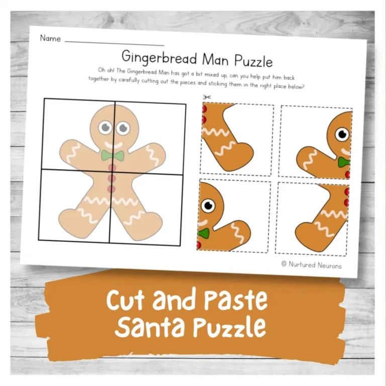 Printable Gingerbread Man Puzzle Preschool Cut And Paste 