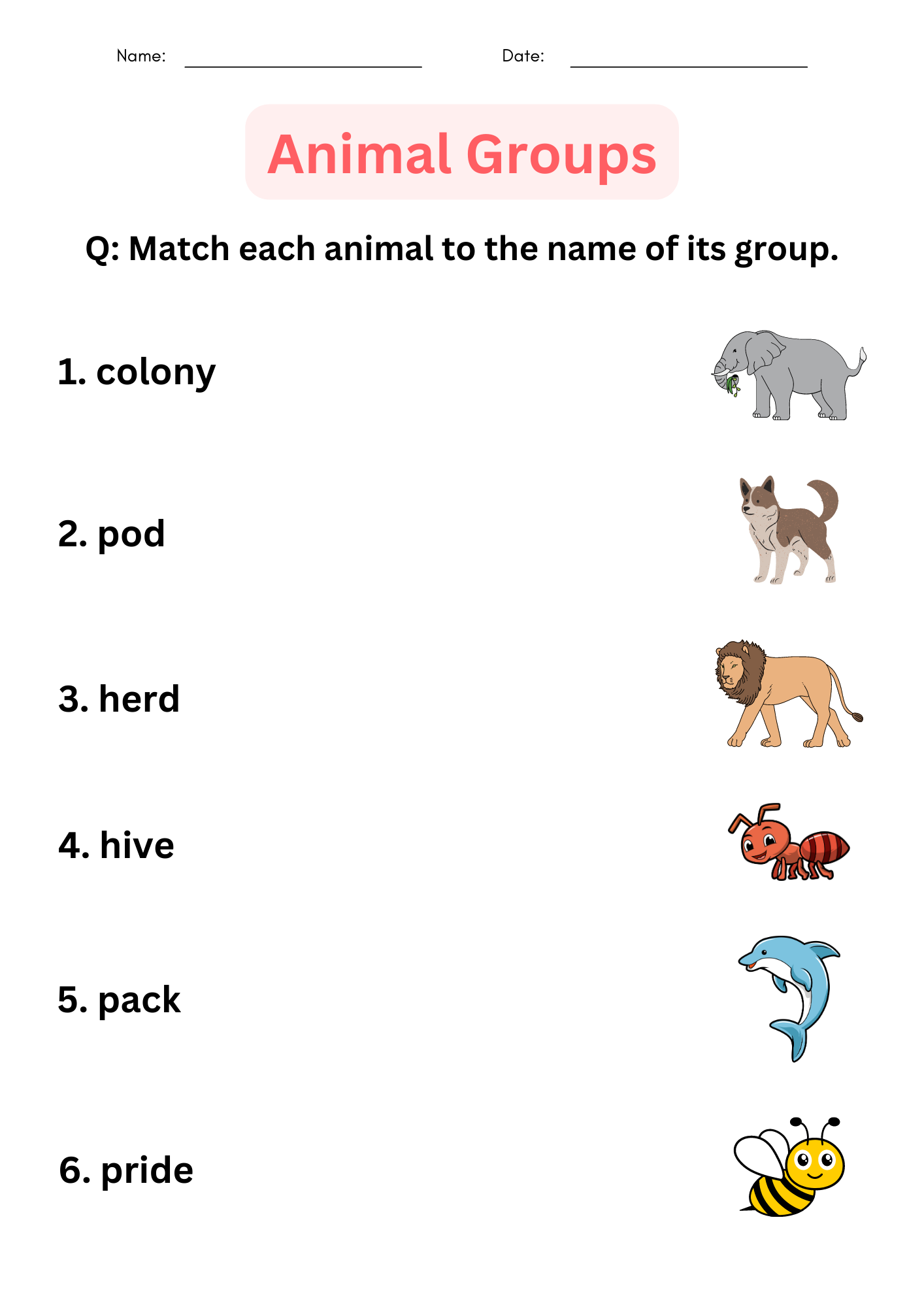 Free Printable Animal Category Worksheets