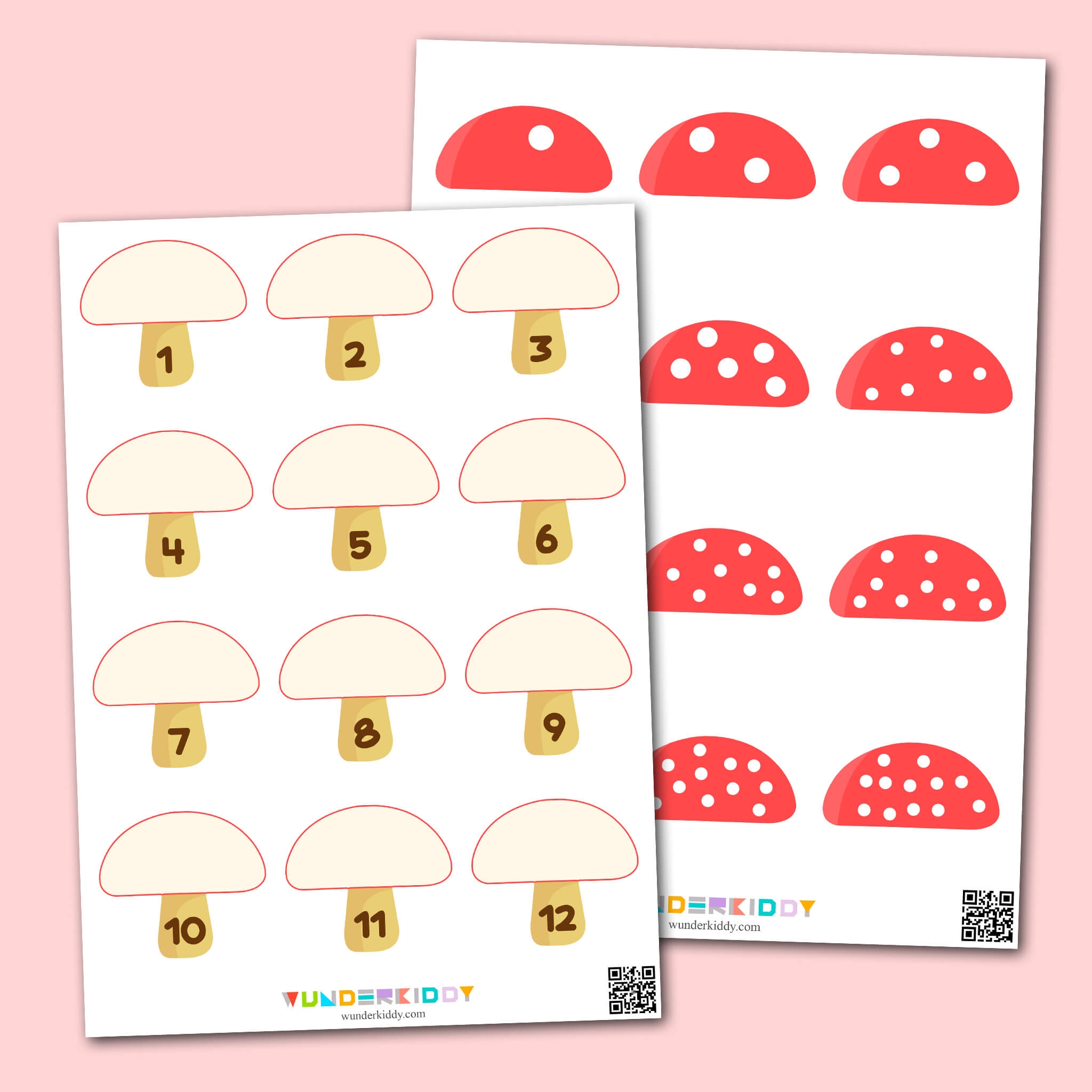 Printable Mushroom Counting To 12 Preschool Worksheet