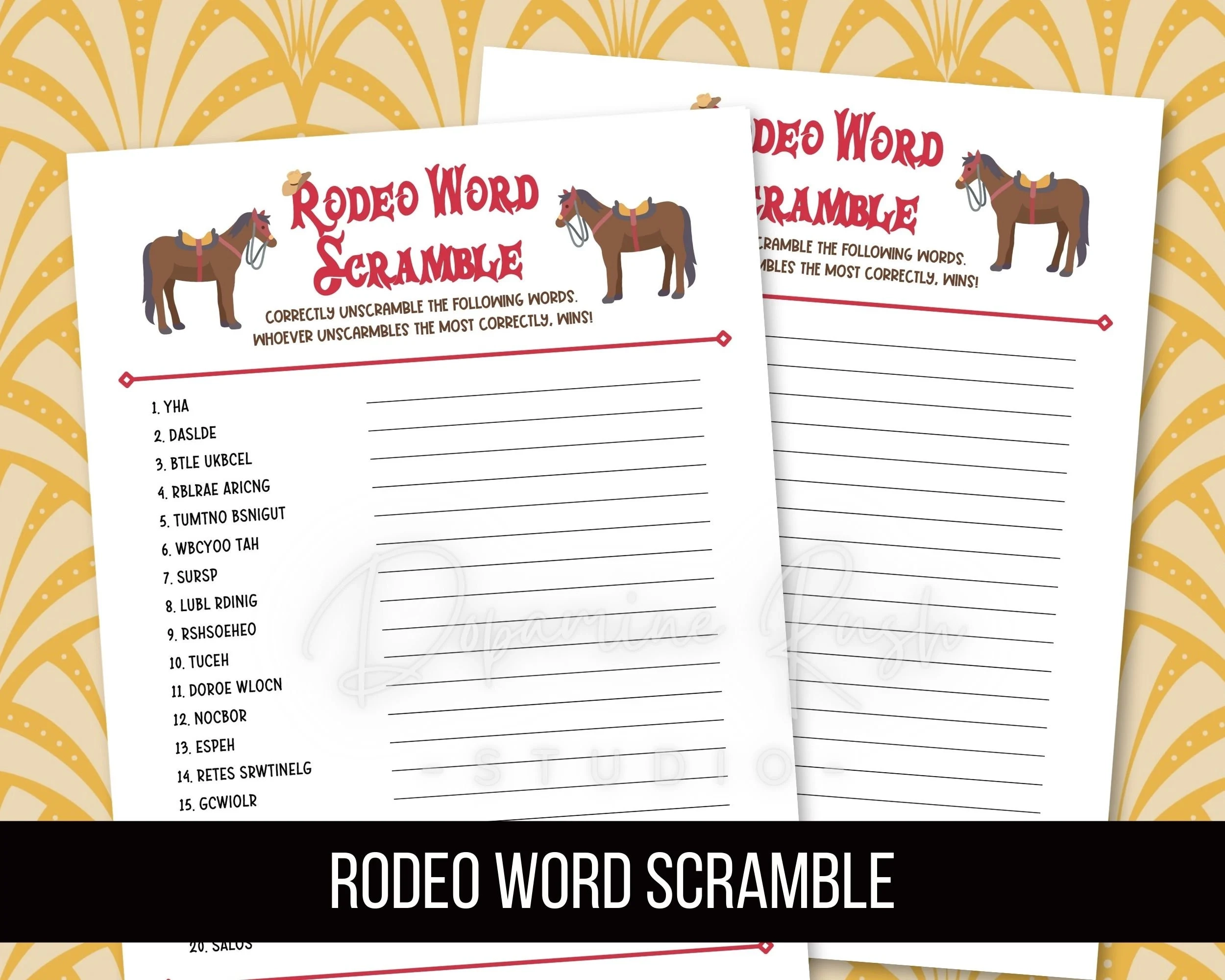 Printable Rodeo Word Scramble Western theme Party Games Kids Rodeo Games And Activities Kids Party Games Digital Download Etsy