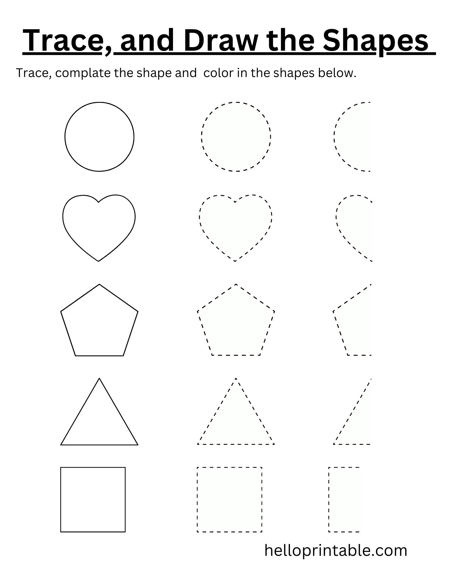 Drawing Shapes Worksheet Preschool
