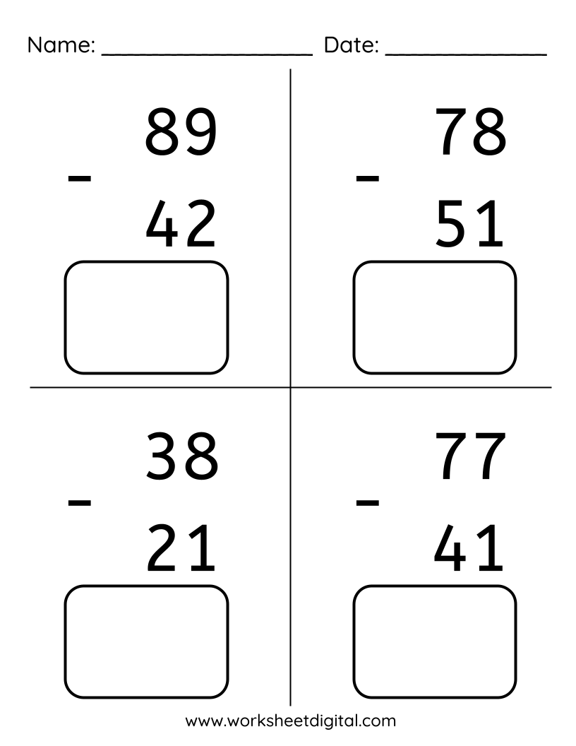 Printable Two Digit Addition No Regrouping Sums Large Font Grade 1 Made By Teachers