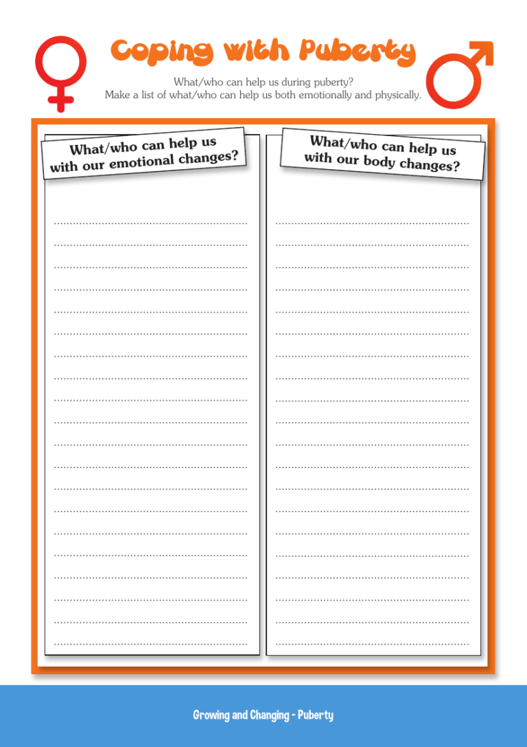 Puberty Coping With Puberty Worksheet Pango Worksheets Library