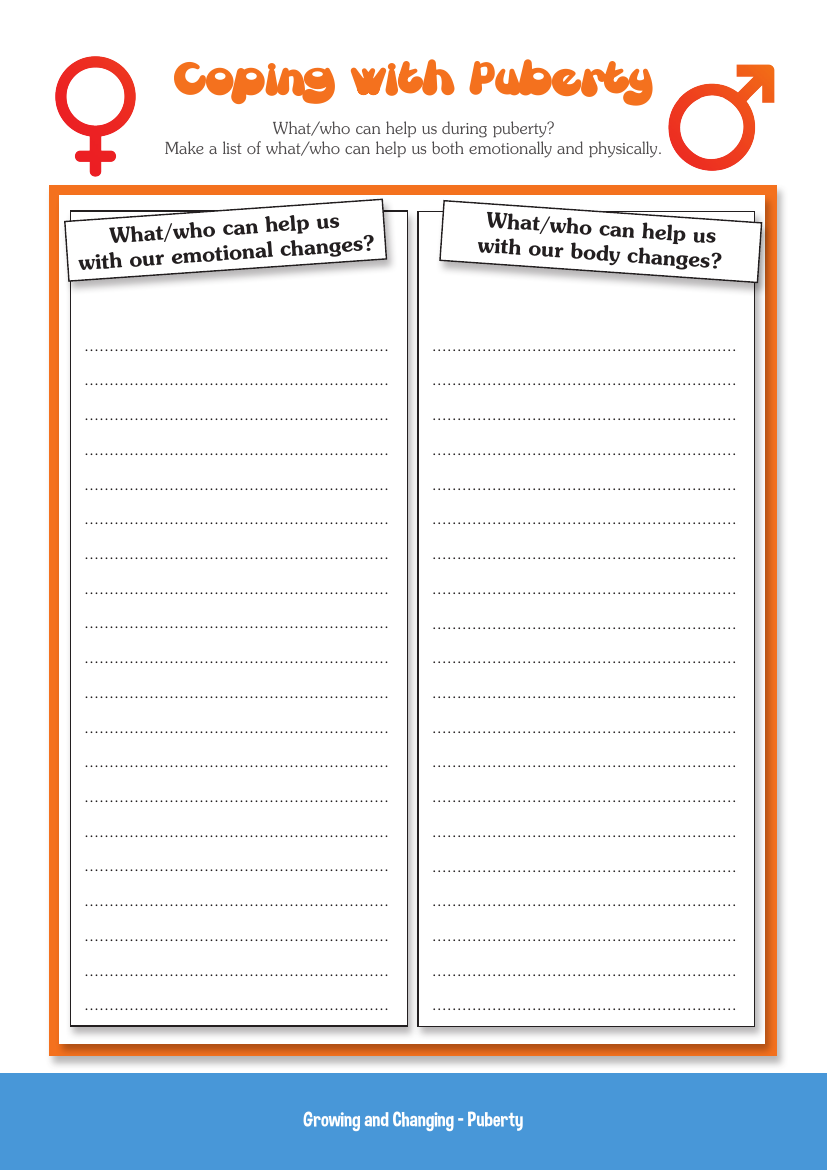 Puberty Coping With Puberty Worksheet Pango Worksheets Library