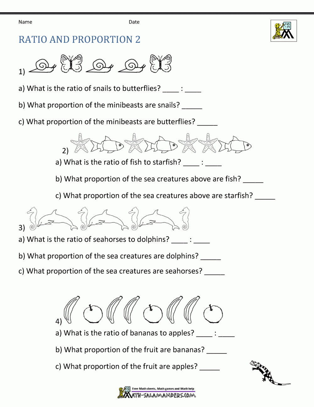 Ratio And Proportion Worksheet