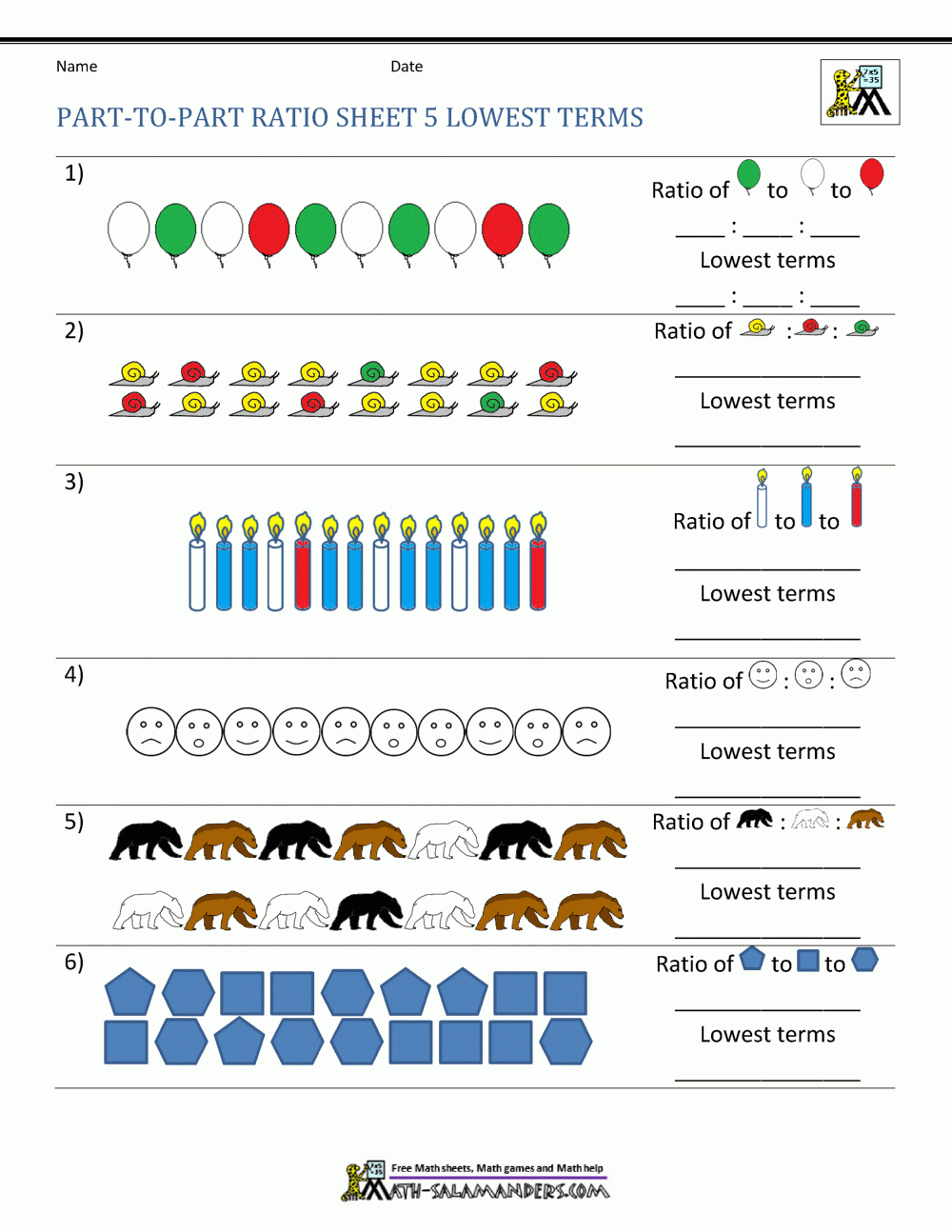 Ratio Part To Part Worksheet