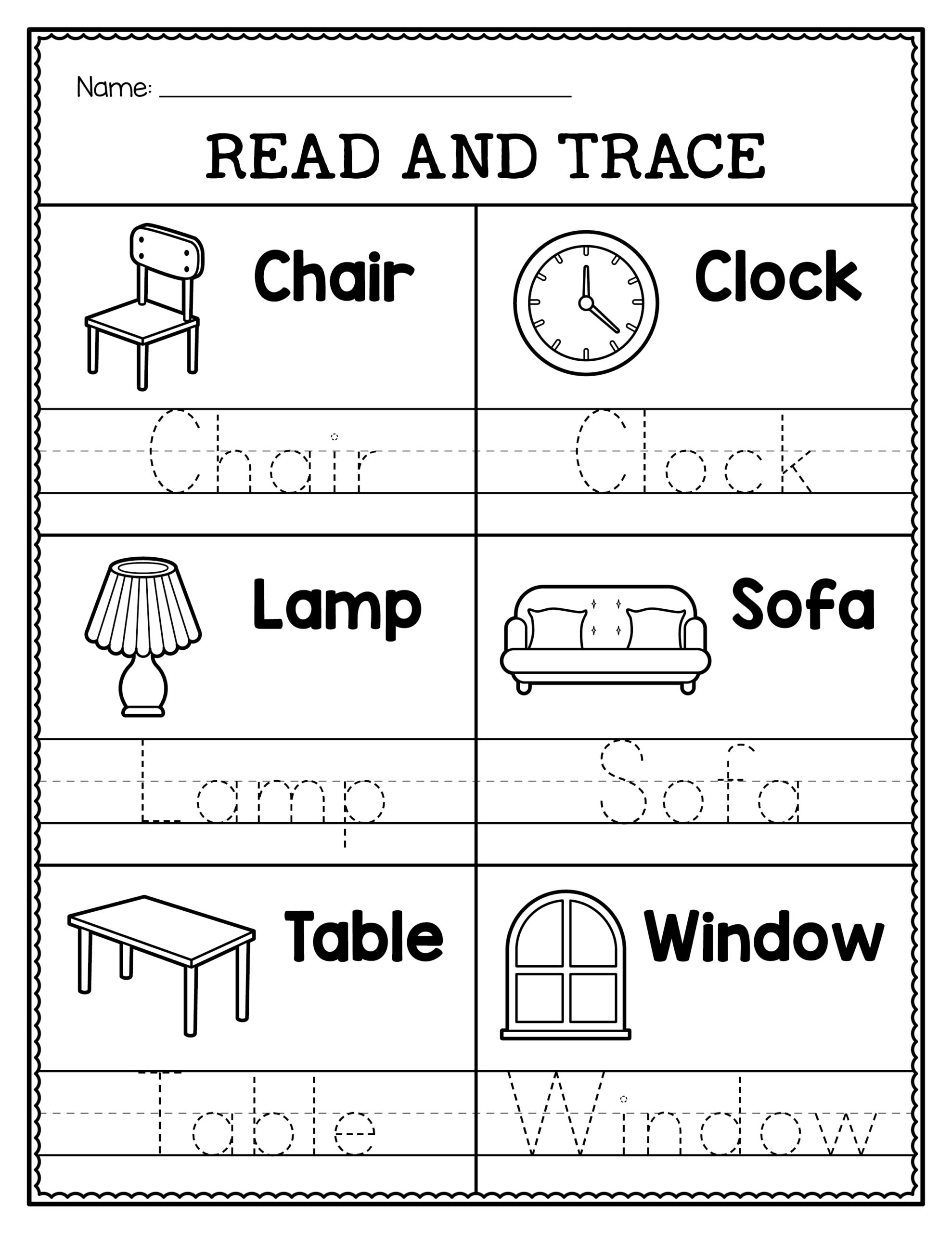 Furniture Worksheets For Preschoolers