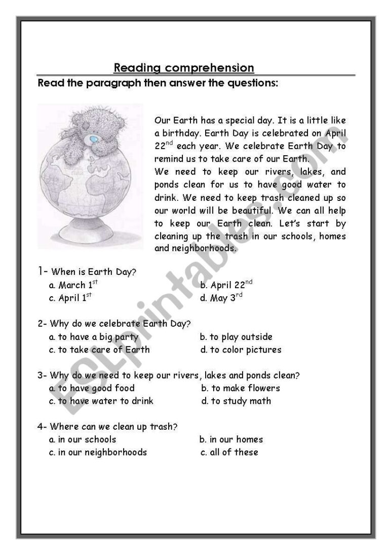 Reading Comprehension ESL Worksheet By Ms Fadia