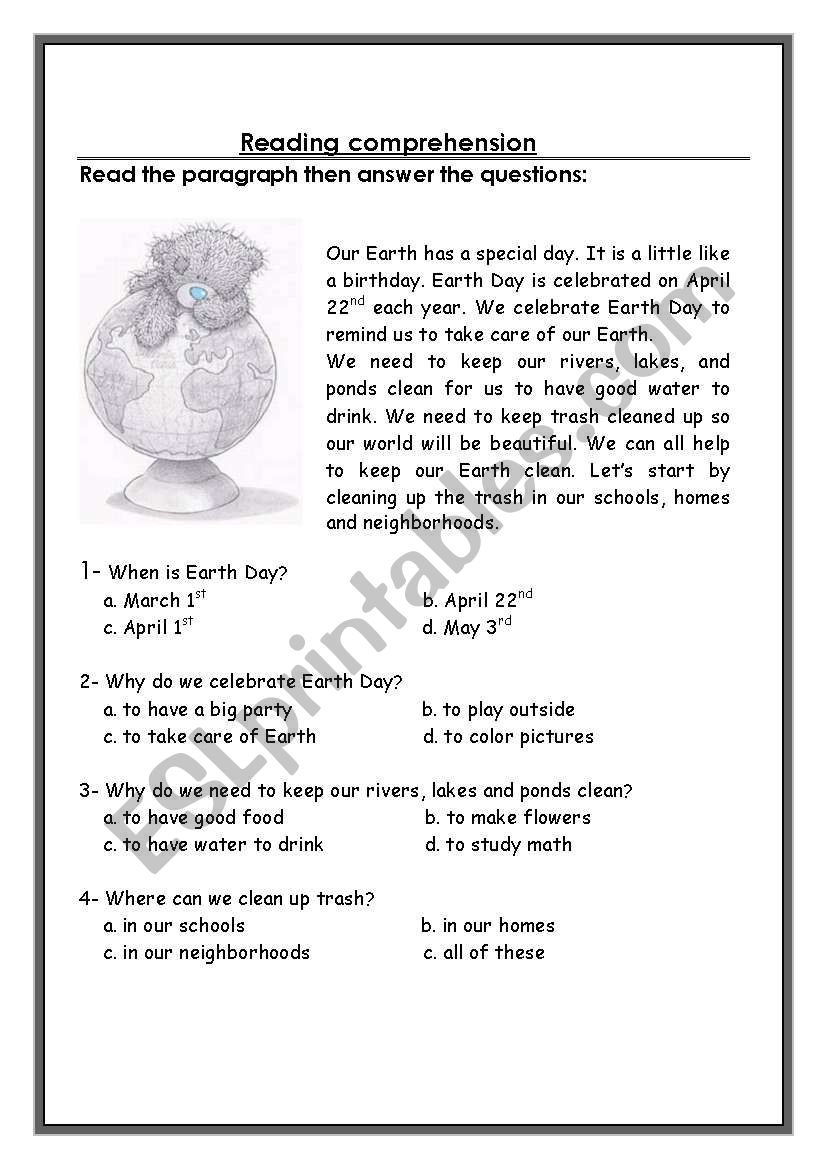 Reading Comprehension ESL Worksheet By Ms Fadia