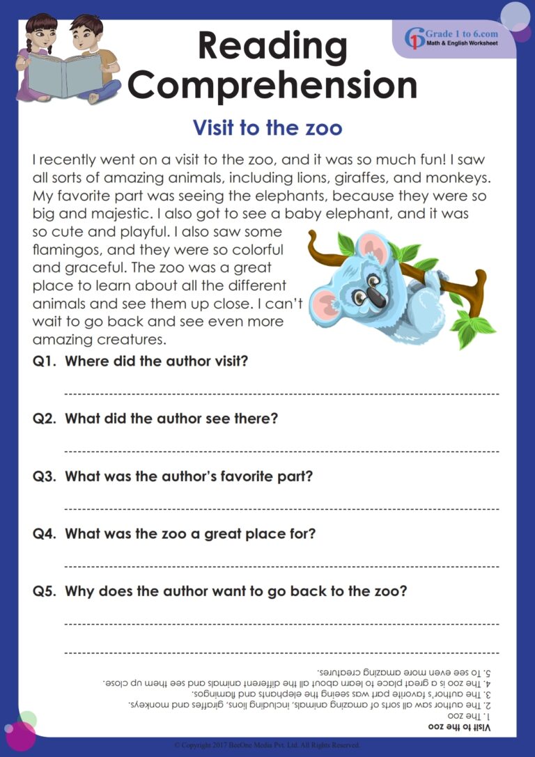 Reading Comprehension Workbook For KS1 Grade 1 Teaching Resources