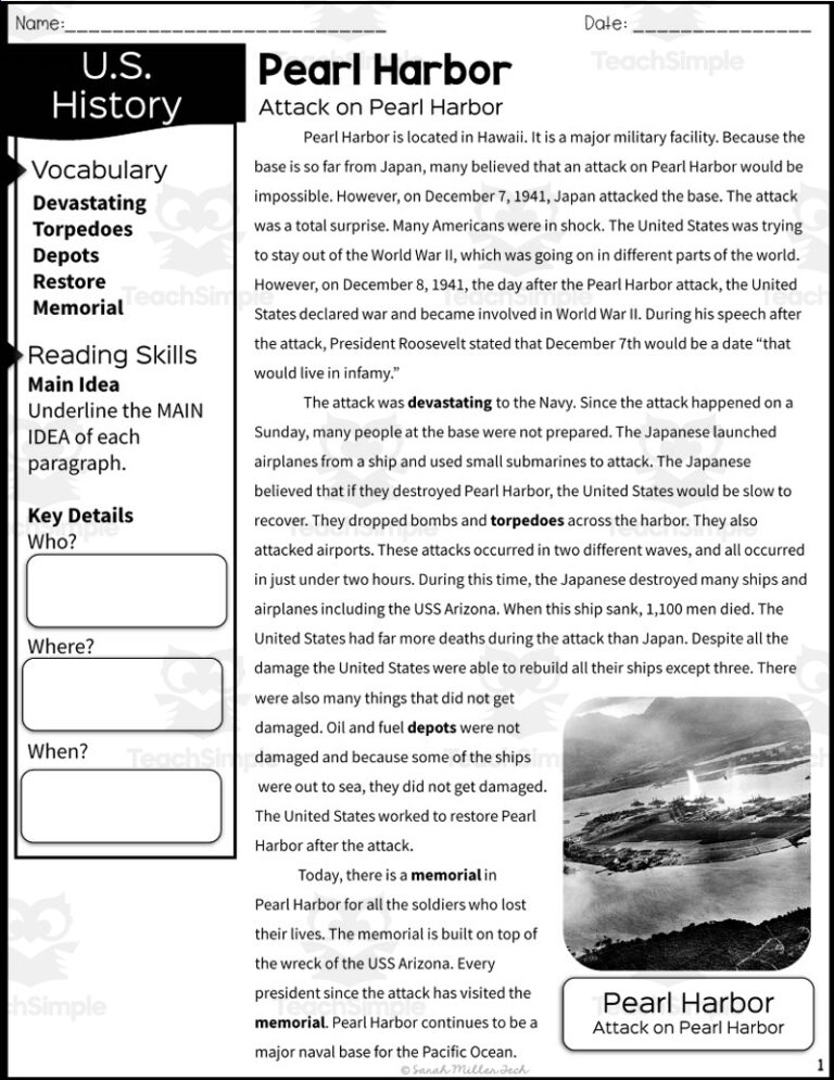 Second World War Pearl Harbor Second World War By URBrainy Worksheets Library