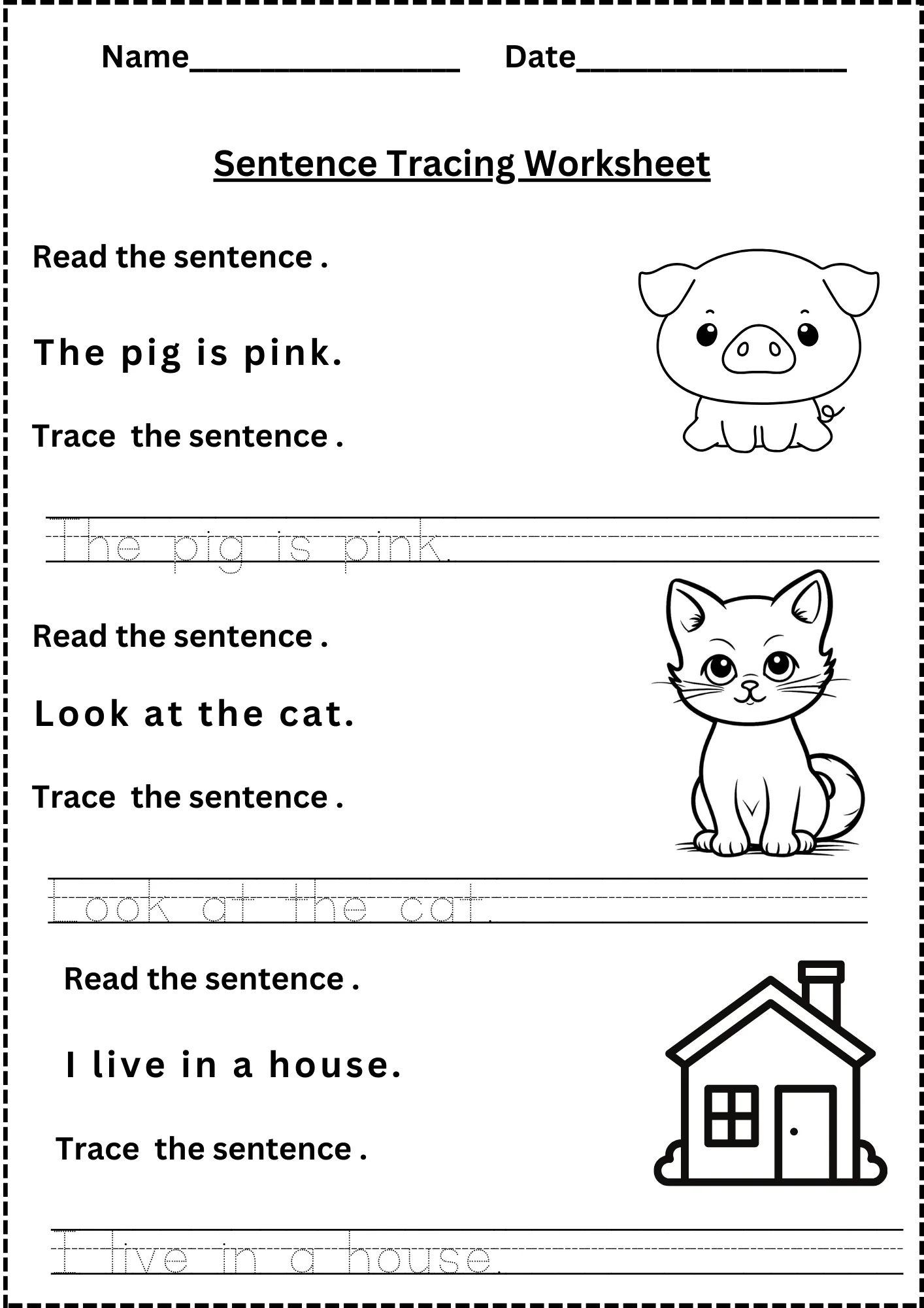 Sentence Writing Practice Worksheets Kindergarten